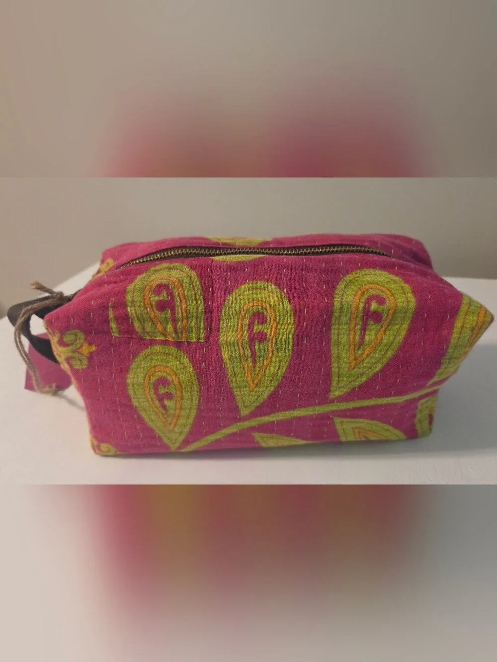 Sari Bari Pink & Lime Boho Cosmetic Pouch NWT